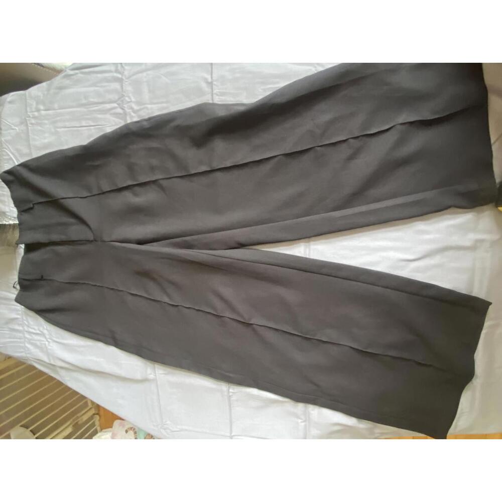 Yozy Wide Leg Black Dress Pants with Front Pleats Medium